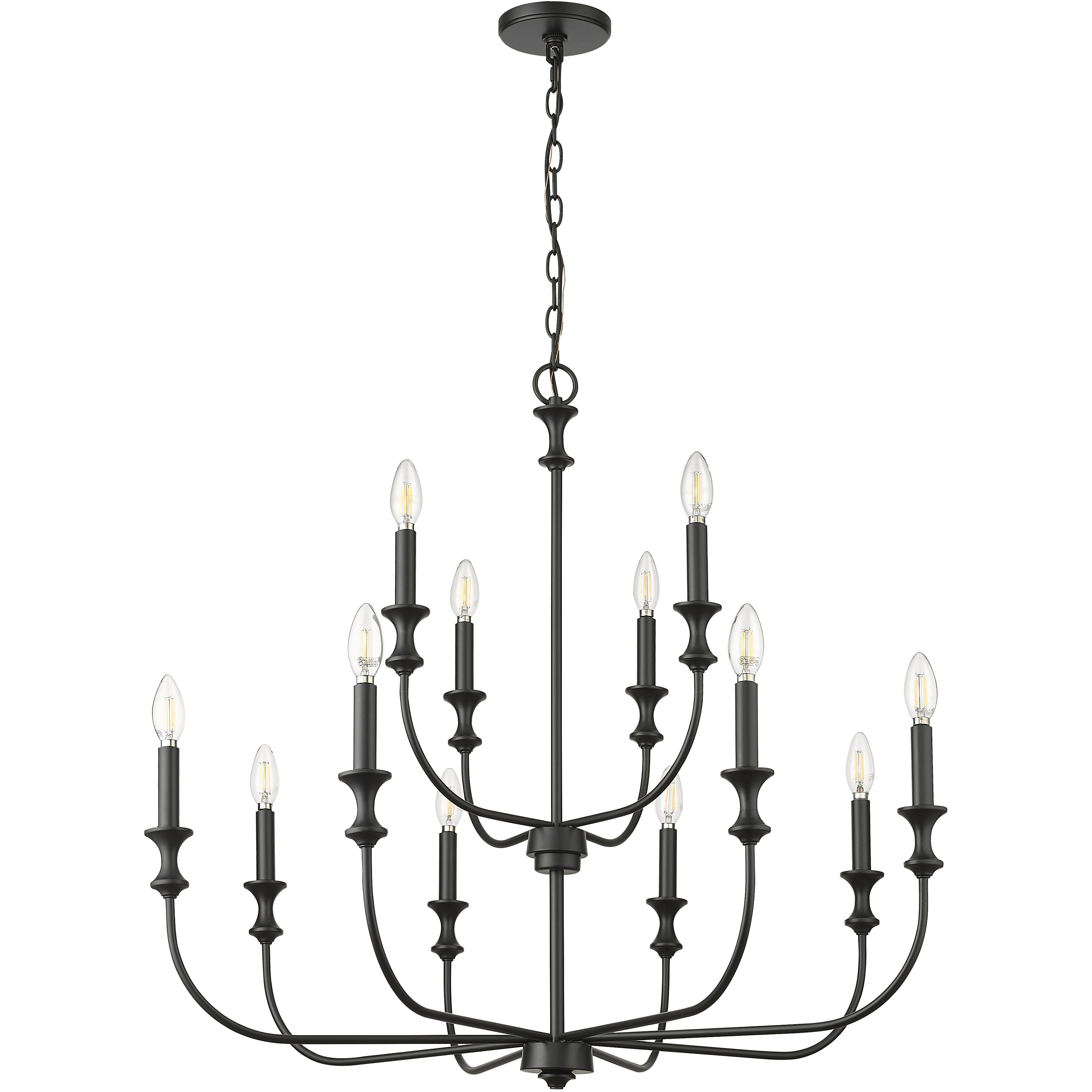 Savanne 12 Light 34 inch Matte Black Chandelier Ceiling Light